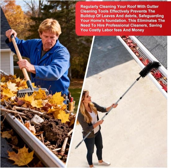 Gutter Cleaner from the Ground - 4.3 Meter Adjustable Gutter Brush - No Ladder Required - Removes Leaves and Branches - 1 pc