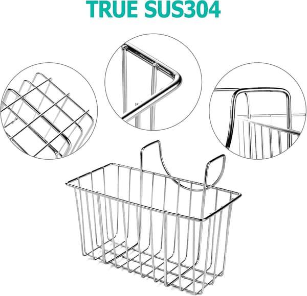 Kökssvamphållare Diskbänk Korg Disk Caddy Borste Diskmedel Avloppsställ Silver Liten (7 \"x 2.7 \"x 3.5 \")