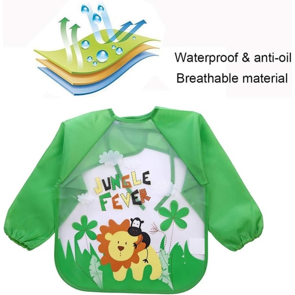 6 pakker vanntett kunstkjole for barn Maleforklær for barn Langermet kittel for å spise 1-4 år