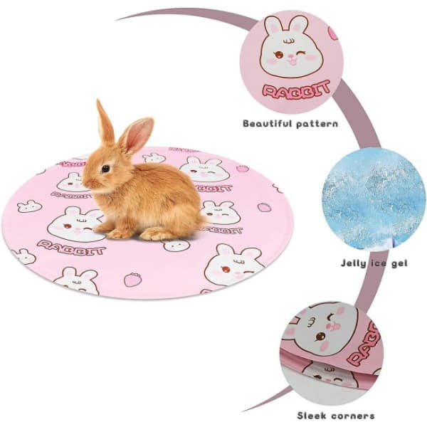 1 Round Pet Cooling Mat (Pink Rabbit), Pet Cooling Mat, Automatic Cooling