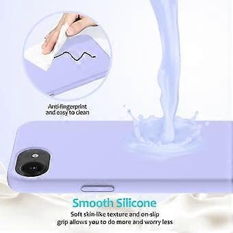 För iPhone 16e Skal Stöttåligt Flytande Silikon Mjukt Foder Baksida Telefonskal - Lila Purple