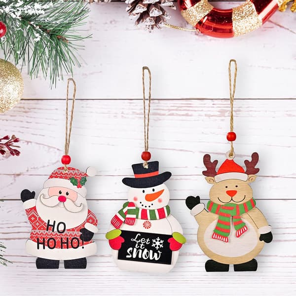 6 st træ DIY juletræspynt, træ Chr