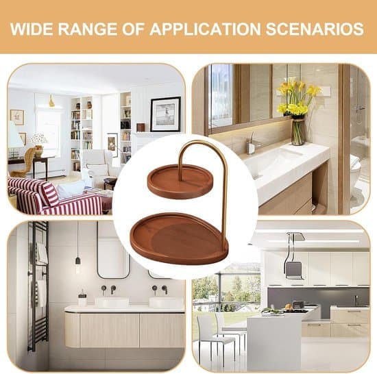 2-tier Wooden Jewelry Organizer and Display Stand for Jewelry, Fruit, Snacks, Cakes, and Tableware, Space-Saving Design