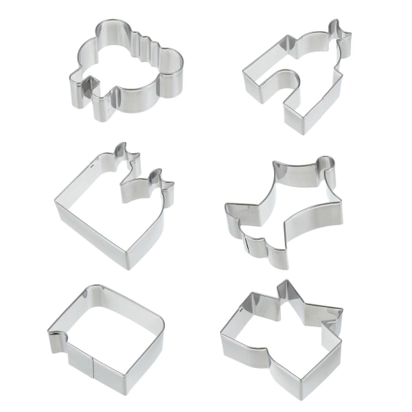 1 Set 6 st Eid Kakformar i Rostfritt Stål Multifunktionella Fruktknivar (silver)Silver7x7x2.5cm Silver 7x7x2.5cm