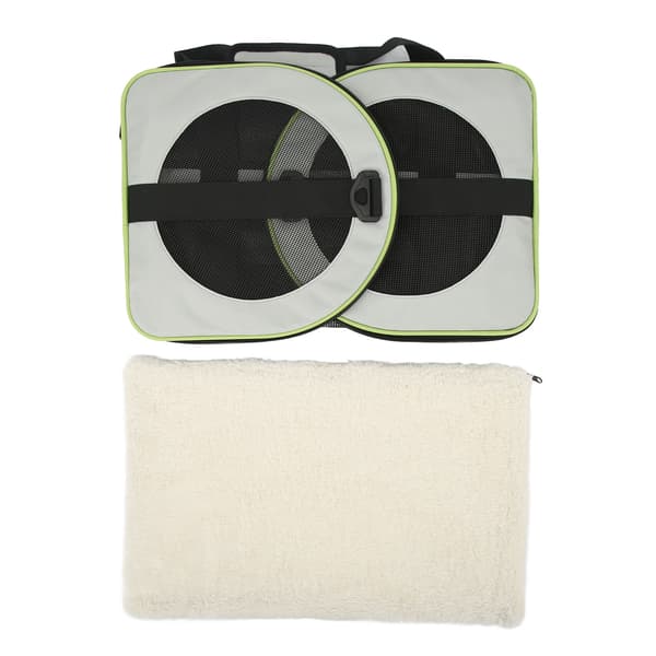 Pet Travel Carrier 600D Nylon Cat Dog Holder Foldable Carry Bag Adjustable Shoulder Strap Light Grey