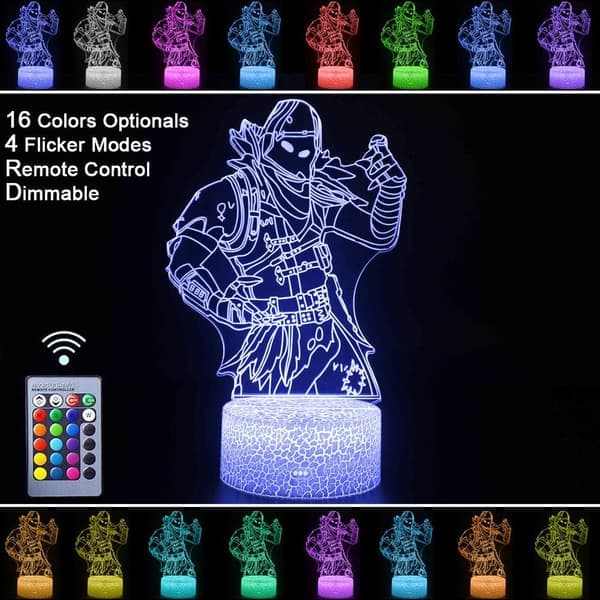 Fornite Battleroyale Natlampe 3D Stemningseffekt LED Ni
