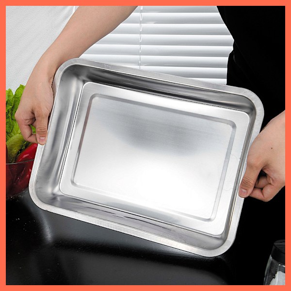 Grillplatta för grillning i rostfritt stål - Kvadratisk platta i rostfritt stål - 36×27×4.8cm