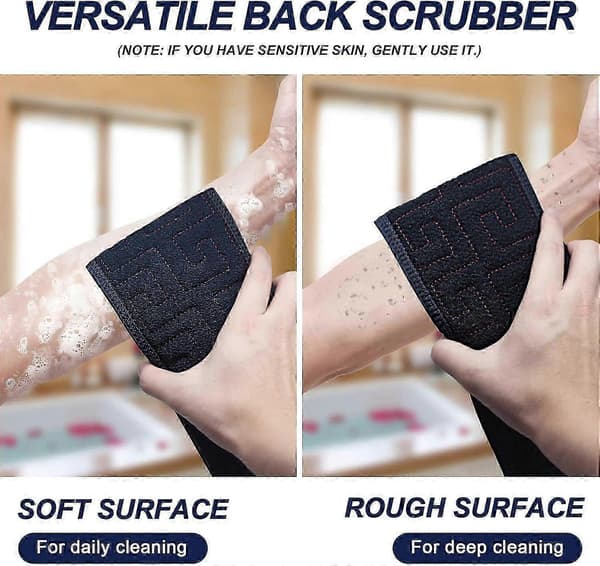 Exfoliating Back Scrubber for Shower, Double Sided Back Scrubber Washcloth with Handles, 38 Inch Body Exfoliator Bath Tool for Deep Cleaning Your Body