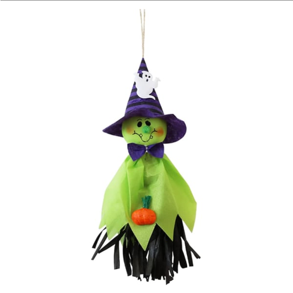 Halloween-koristeet - Kummitus-, noita- ja kurpitsanukkeriipus - Halloween-kohtauksen kummitusriipus - Kummitustalon rekvisiitta 1kpl (vihreä)