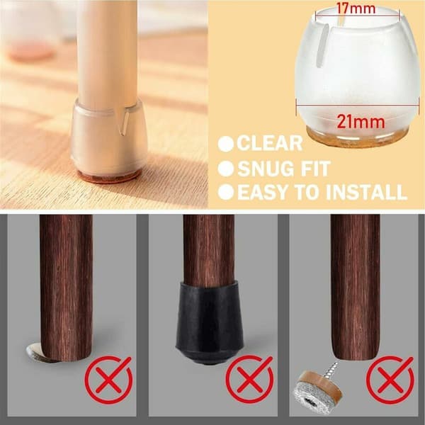 32 stk møbelbeskyttere 17mm-21mm møbelglidere silikonbeskyttelse C