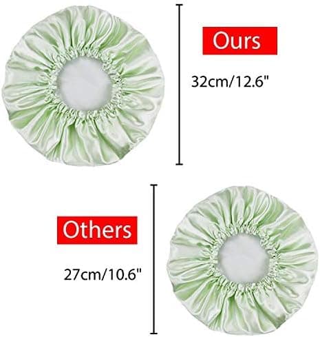 32 cm store brusehætter, 2 genanvendelige brusehætter til kvinder, elegante elastiske spahætter, tolags badehætter til voksne med langt hår