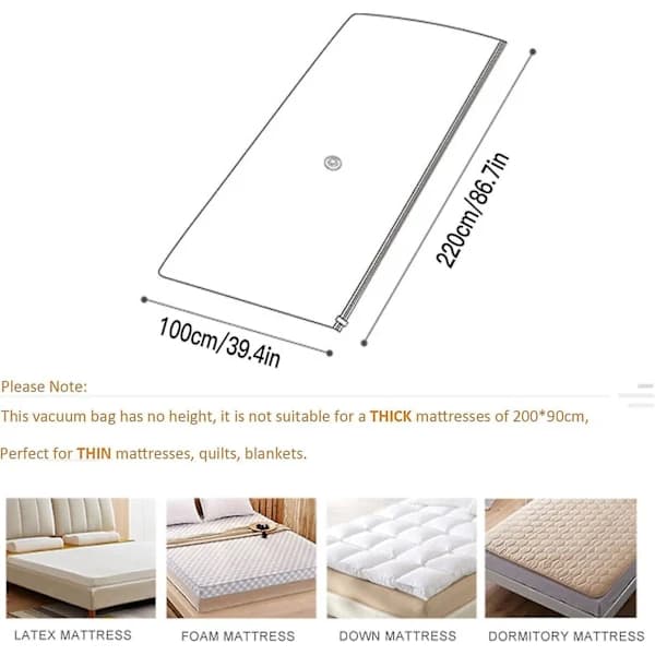 Large Vacuum Storage Bags for Mattress Clothes Waterproof Lockable Reusable Space-Saving Compression Mattress 80% No Vacuum Pump 220*100cm