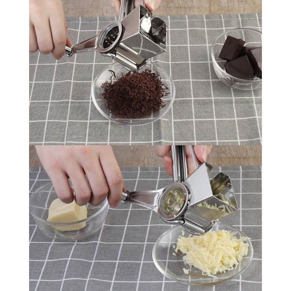 Multifunktionel Rotationsostrive med 1 Rustfrit Stål Håndtromme til Parmesan, Cheddar, Mozzarella, Grøntsager og Mere - Ergonomisk Design