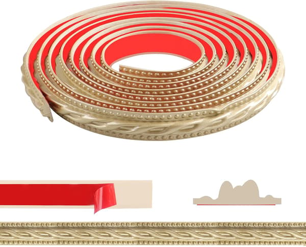 5M Flexible decorative wall molding, self-adhesive decorative wall molding, peel and stick ceiling molding (Champagne Gold)