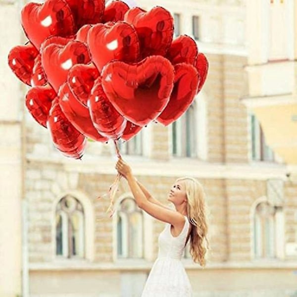30 hjertefolieballonger røde heliumballonger 18 tommer Valentinsdag romantisk dekorasjonssett Decora