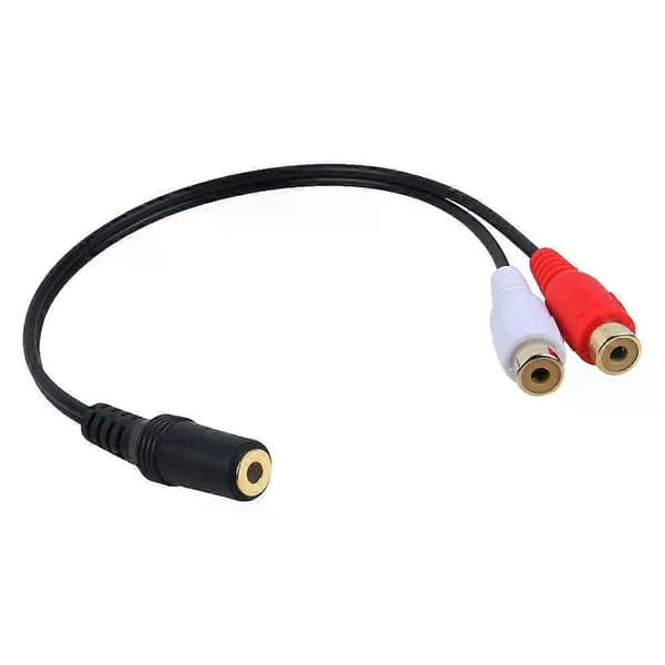 Forgyldt 3,5 mm Jack Hun til 2 Hun Jacks Stereo Adapter Audio Splitter RCA (15cm) Sort