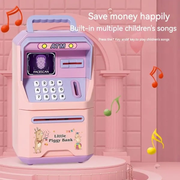 Bank Elektronisk Mini ATM för barn Baby , Säker Myntbanker Pengasparbox Lösenordskodlås för barn,Pojkar Flickor Bästa present（