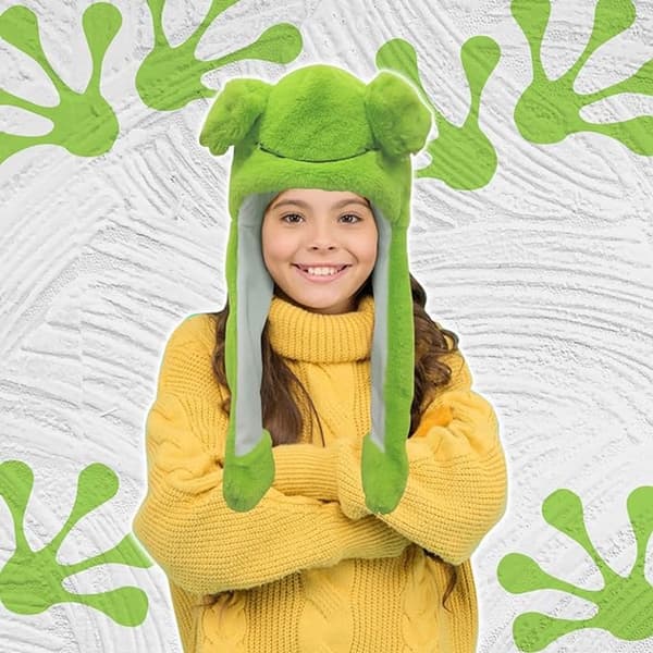 Frog Hat - Creative Stylish Caps - Cute Plush Animal Hat - Frog Hat with Big Eyes