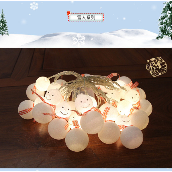 Christmas Snowman String Lights, LED Dekorative Snowman String Lights Batteridrevet til jul indendørs udendørs battery 5 metros y 30 luces