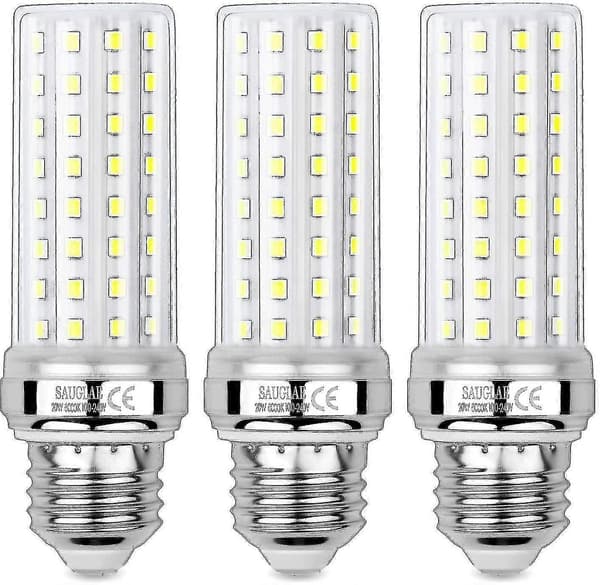 20W LED Corn Bulb, motsvarande 150W glödlampa, 6000K Kallvitt Ljus, E27 Edison Skruvbas, 3-pack