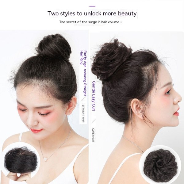 Messy Hair Bun Hair Scrunchies -pidennys Kihara Aaltoileva Sotkuinen Synteettinen Chignon naisille Dark brown Curly hair loop