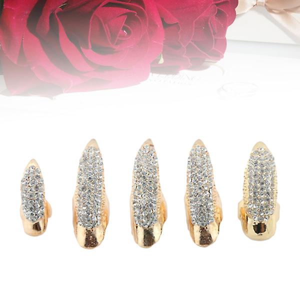 5 st Kostym Smycken Ringar Cosplay Klor Metall Finger Klor Fingernaglar Klo Fingrar Svarta Kontakter Guld Golden