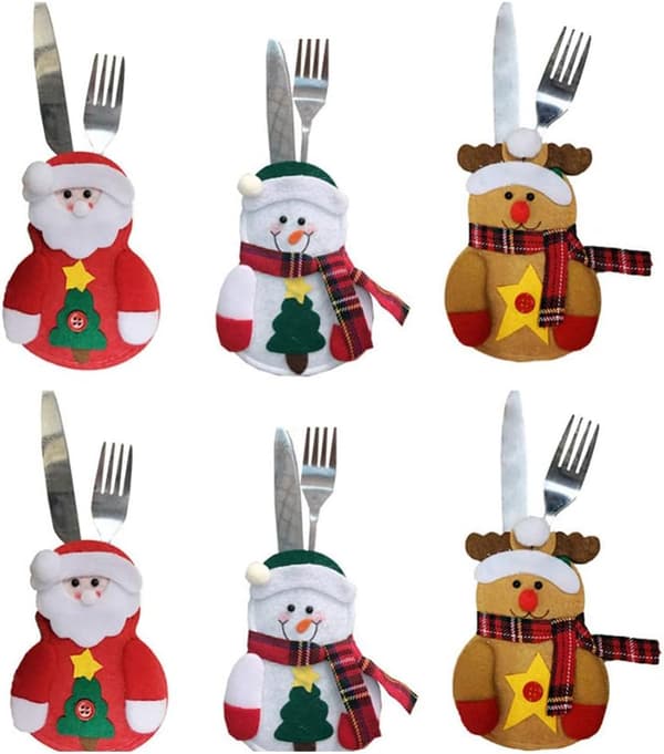 6 pcs Christmas Table Placement Card Cutlery Holder Pockets Knives