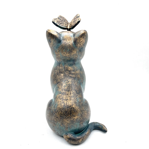 Katt Skulpturer Fjärilsstatyer Figurer Levande med Katter Hartshantverk Prydnadsföremål för Inomhus Utomhus Trädgård