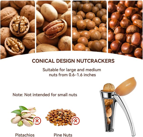 Nutcracker, Heavy Duty Nutcracker with Splash Guard, Walnut Cracker with Ergonomic Design and Automatic Retracting Handle.