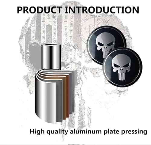 4pcs Car Hubcap Decal, 5.6cm High Temperature Paint Metal Material Grazing Skull Design Personalized Decal, Car Modification