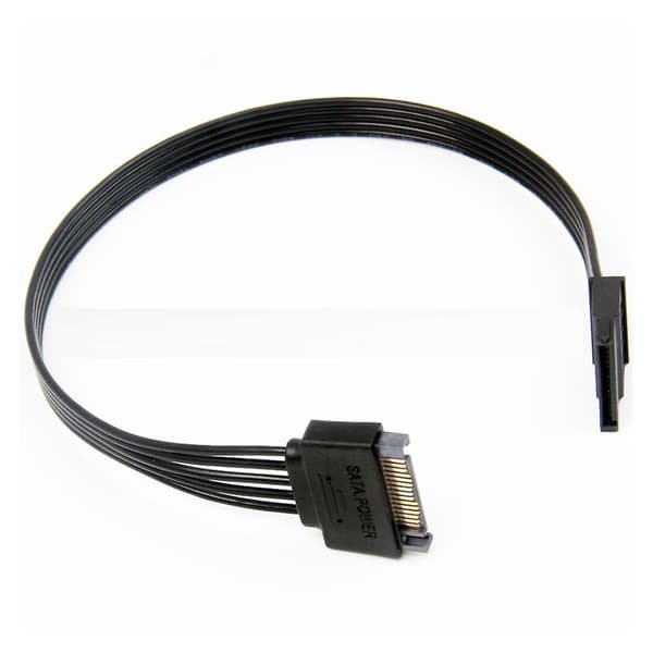 1 st SATA Strömförlängningskabel, 15-Pin SATA Hane till Hona Förlängningskabel Adapter för Hårddisk