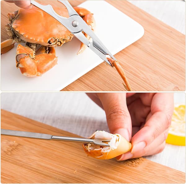 Stainless Steel Crayfish Eating Set 6 Pieces Seafood Tools with Lobster Clamp, Crayfish Cracker