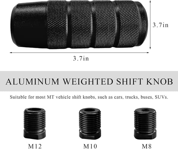 Bilgirkule, kul bilgirkule i aluminiumlegering med 3 adaptere, girkule for de fleste manuelle automatiske