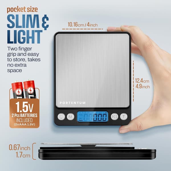 Digital Køkkenvægt - 500g/0,01g Præcision, Rustfrit Stål, Måler Væske i ml & fl. oz (Sølv)