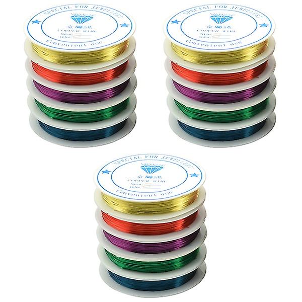 15 ruller assorteret farve 0,5 mm kobbertråd Fleksibel kunstnerisk smykkeperletråd (tilfældig farve)15 Ro 15 Rolls