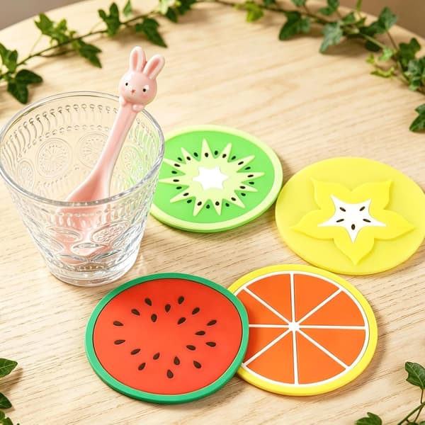 8 STK Frugtbrikker, Søde Orange Vandmelon Kiwi Silikone Coaster