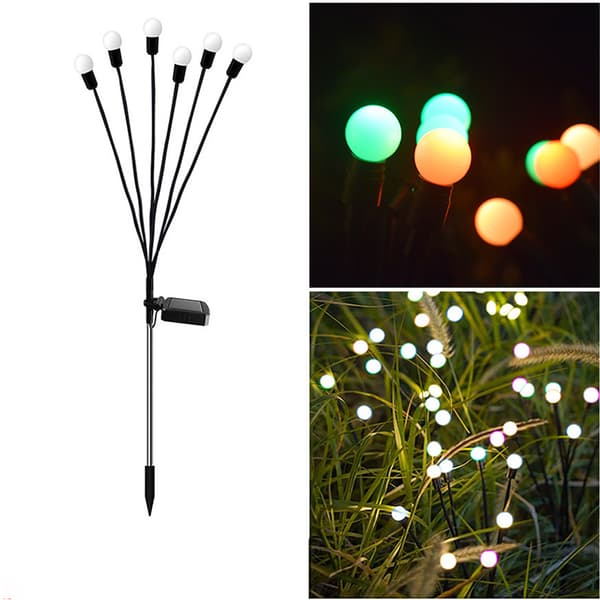 Solcelledrevne Udendørslamper, 2 stk. 6 LED Sol-Sankthansorme til Have, Ba