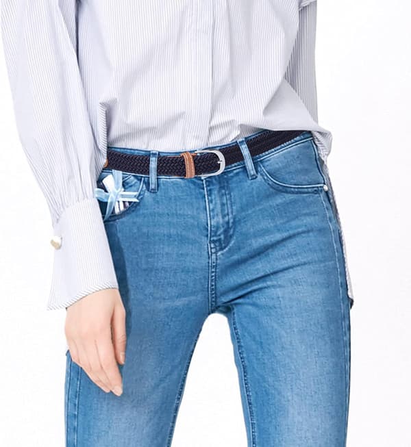 Damebælter x 2 stk - Dame Elastisk Bælte, Dame Jeans og Bukser Bælte, Smalt Canvas Bælte, One Size Fits All, 2,5 cm Bredde