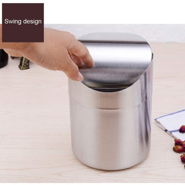 Stainless Steel Desktop Bin, Creative Mini Storage Basket, Kitchen Countertop Bin, Red