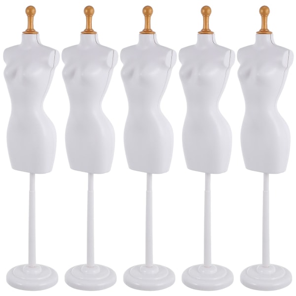 5 kpl Mini Nukkevaatteiden Teliä, Pienet Nukkevaatteiden Näyttötelat, Mini Mannekiinit, Nukkevaatteiden Näyttötelat White 25.5X5X5CM