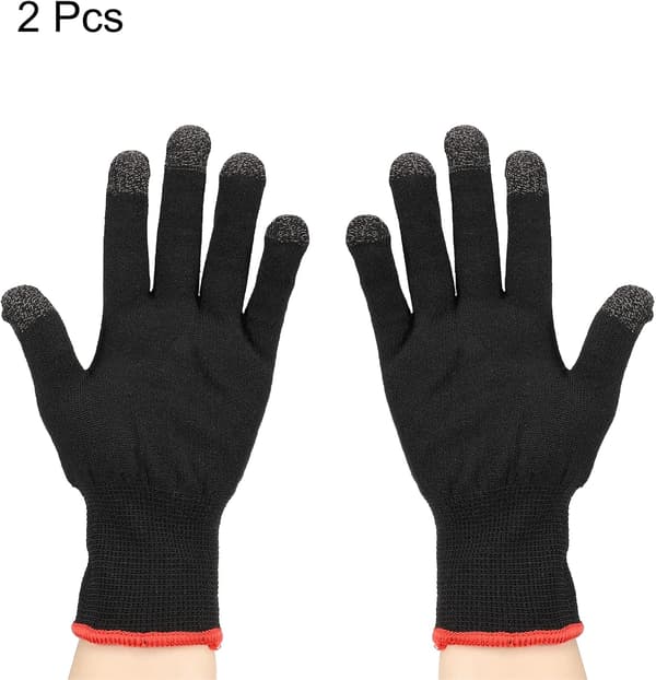 Spilhandsker Finger Gaminghandske Åndbar Anti-sved Touch Mobil Controller Sort til Gaming, Pakke med 2 Black 3 inch
