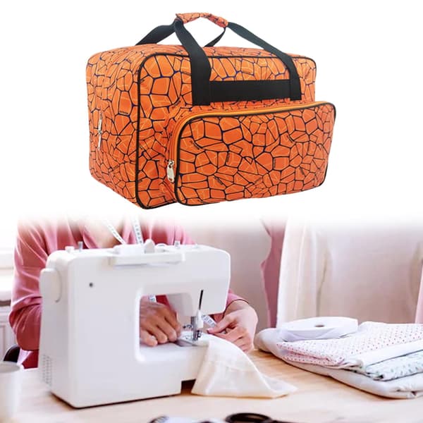 Sewing Machine Cover, Universal Canvas Bag, Portable Padded Storage Dust Cover with Sewing Machine Pocket (1 pc) (Orange)