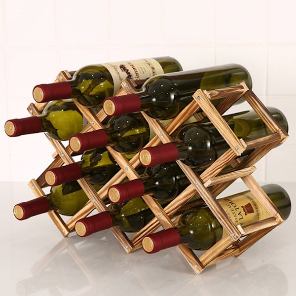Vinstativ i træ 3/6/10 flaskeholder Sammenklappelig drikkeflaskeholder Displayhylde 10 Bottles
