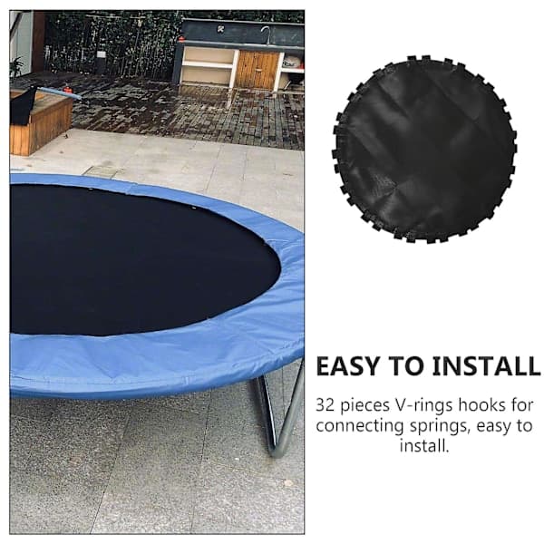 1 stk. sort trampolinudskiftningsmåtte Rund trampolin med kroge