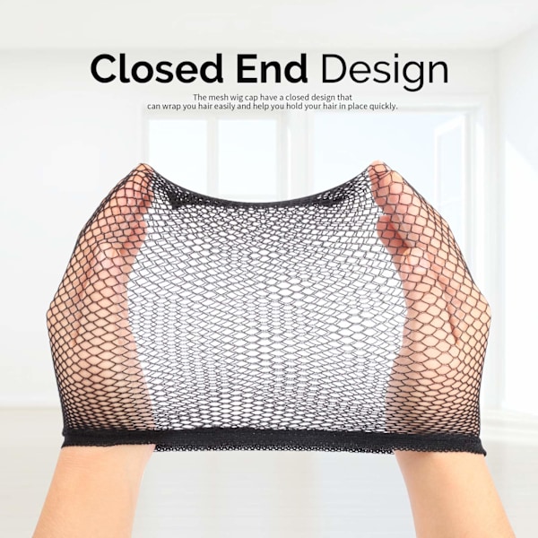 Peruknät i Mesh, 6 Stycken Hårnät för Spetsfrontperuk Svart Nätmössa för Kvinnor, Perukmössa för Spetsfrontperuk (Mesh-Svart)