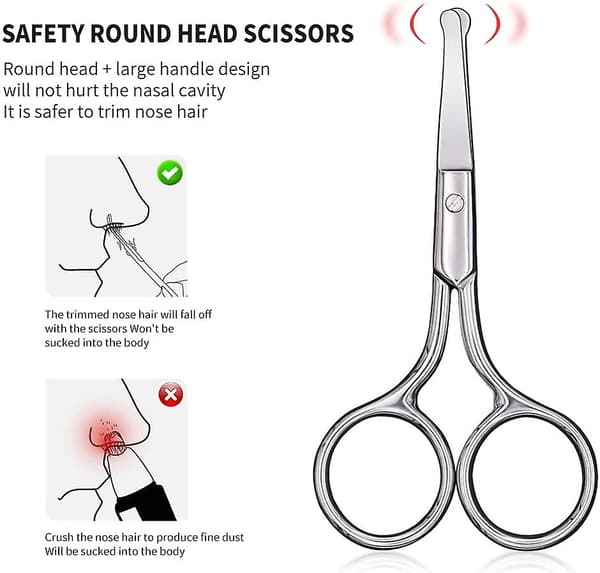 Nose Hair Scissors, Small Stainless Steel Scissors with Rounded Tip, Does Not Harm the Nasal Cavity