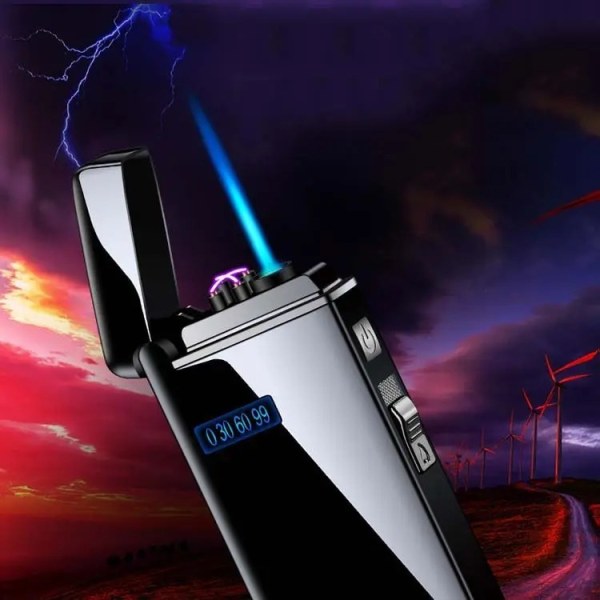 Torch Lighter og Arc Lighter 2 i 1, genopfyldelig Dual Jet Butan Lighter, USB genopladelig lighter, (Rainbow Ice)