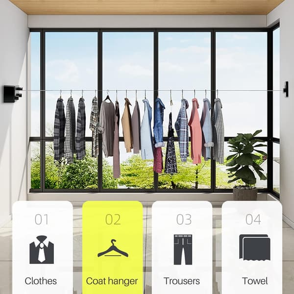 Retractable Clothesline 4.2m Retractable Stainless Steel Cable Wall Dryer for Laundry Balcony Bedroom Home Black