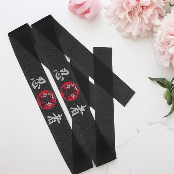 2 st japanska karate kockpannband med ninjatryck, brett bärbart pannband