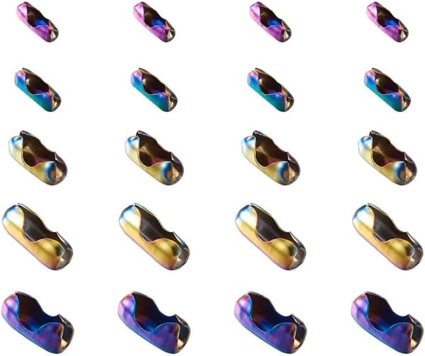 85 stk. 304 rustfrit stål kuglekædeforbindere regnbueforbindelseslåse passer til 3/3,5/5,5/6,5/8 mm halskæde nøgleperlereparation